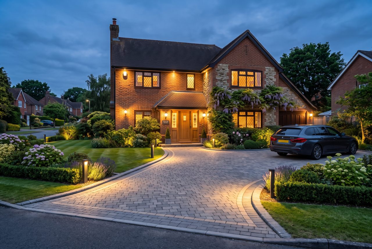 Full home frontage with new driveway