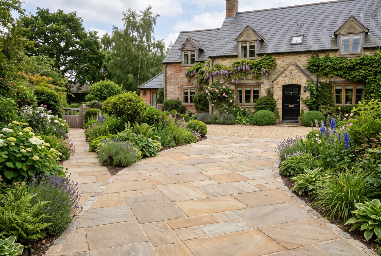Indian sandstone driveway